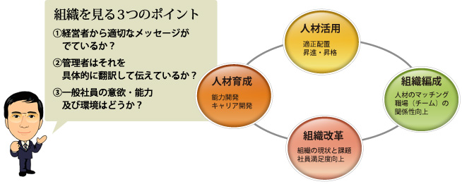 イラスト：組織を見る３つのポイント